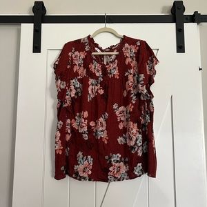 Maurices floral top with flutter sleeve in 3x